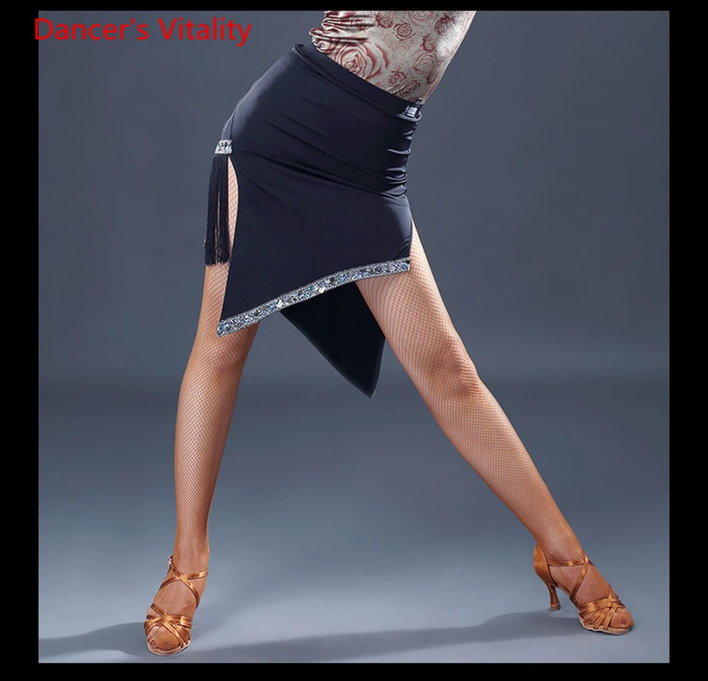 

2018 New Body skirt skirt square dancing dance clothes black performance skirt pull rope safety dance pants Latin skirt AS037