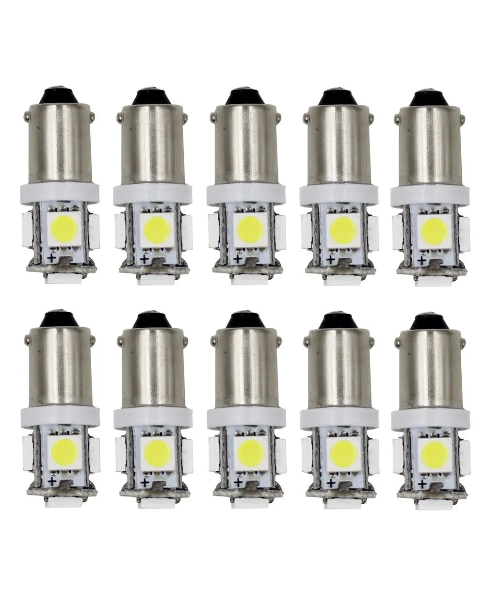 10pcs BA9 BA9S 5SMD Super Bright White Singal Parking Light Bulbs 53 57