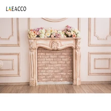 Laeacco Palace Interaior Fireplace Flowers Wall Floor Photography Backgrounds Customized Photographic Backdrops For Photo Studio