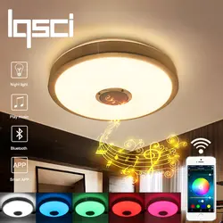 LQSCI RGB затемнения 23 Вт светодиодный потолочный светильник с Bluetooth и музыка 176-264 В современный светодиодный потолочный светильник