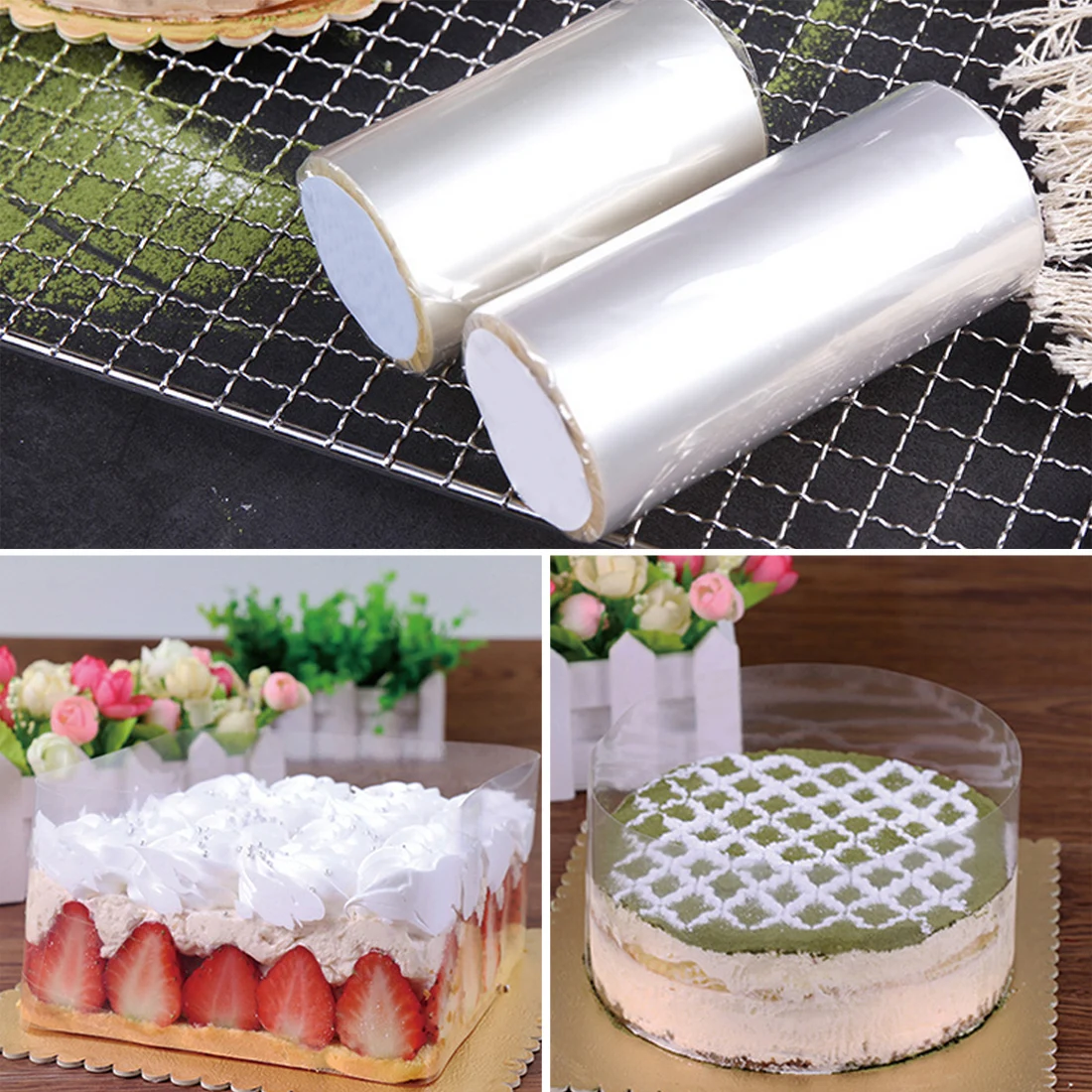 

Transparent blasting cake collar roll packaging DIY cake decoration tool transparent mousse surrounding packaging tape baking