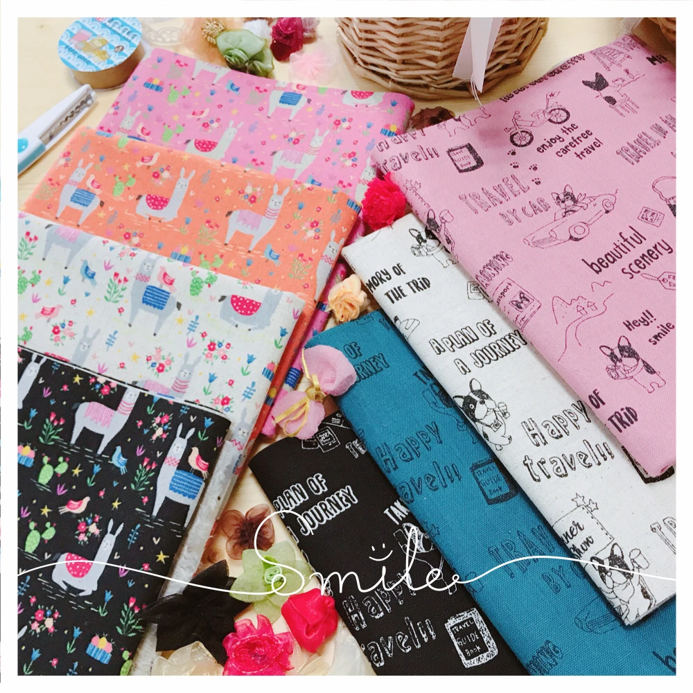 

Free Shipping Cartoon Cute Cloth Artists As Patchwork S Koka Printed Cotton And Linen Head Alpaca Imported From Japan Fabric