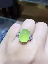 Natural green chalcedony gem Ring Natural gemstone ring S925 sterling silver trendy big luxurious round women gift Jewelry