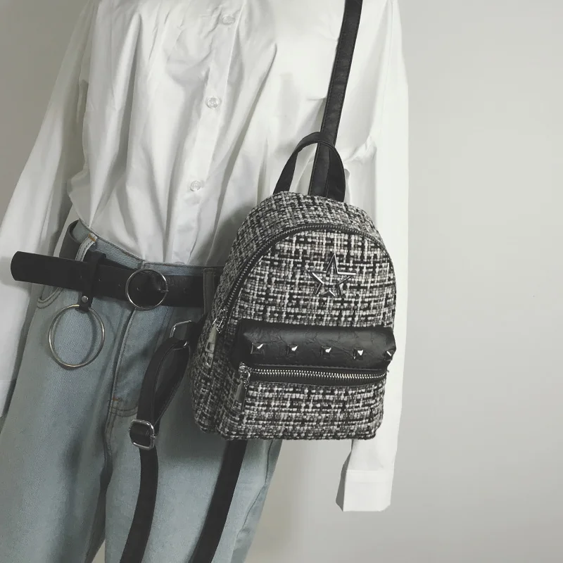 

2018 new woolen fashion retro backpack female mini casual Laptop backpack travel bag Teenage Girl Backpacks