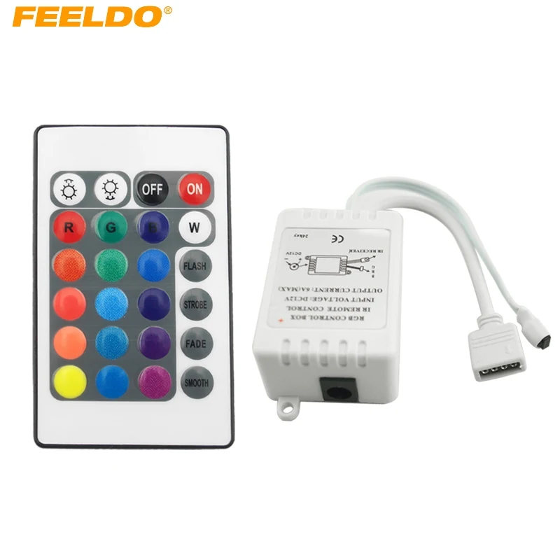 

FEELDO 1Set Car 5-24V LED IR Controller 24 Keys Remote Wireless Controller For 3528 5050 RGB LED Strip Lights #AM3955