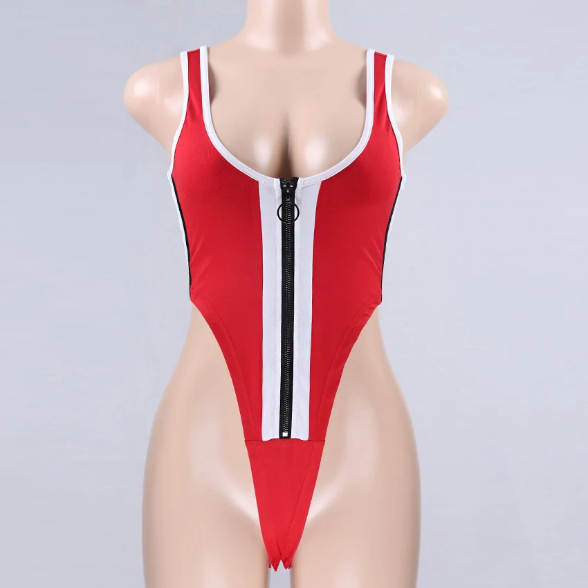 Women High-Crossing Bottoming-Shirt Thong one-piece suits push up swimsuit female Zipper deep v swimwear 2018 sexy bodysuit