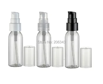 

30ml transparent round shoulder plastic bottle or lotion bottle or toilet water botter with birdmouth shape press pump