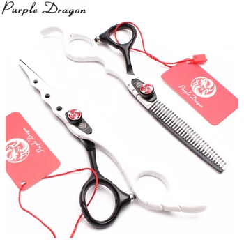 

6" Stainless Purple Dragon White&Black Professtional Pet Scissors Straight Scissors Thinning Shears Dog Grooming Scissors Z1019