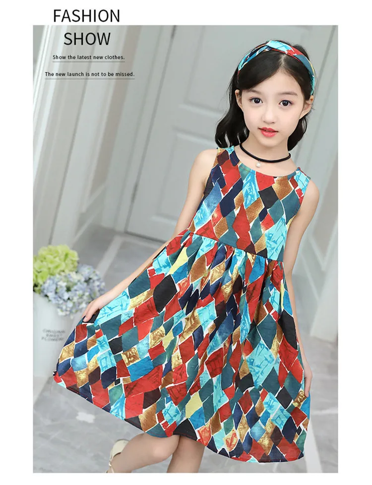 3-12 y fashion dress for girls summer 2019 girl dresses sleeveless sundress teenager 10 12 years old kids clothes On Sales (6)