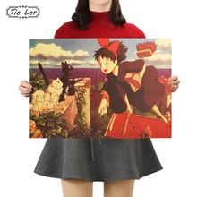 TIE LER Hayao Miyazaki Kiki, служба доставки, крафт-бумага, плакат, украшение для помещений, настенная наклейка, картина, настенная бумага, 50,5X35 см