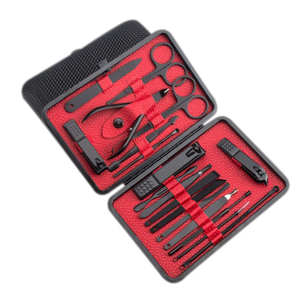 

18 Pcs/Set Manicure Set Stainless Steel Pedicure Kit Nail Scissors Grooming Kit with Travel Case YF2018