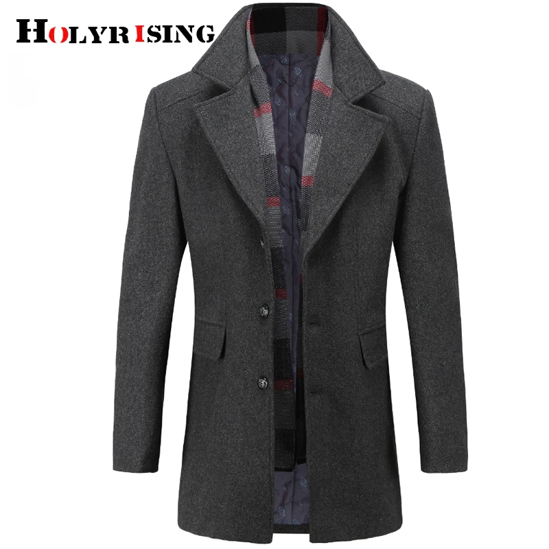 

Holyrising Winter Wool Jacket Men's High-quality Wool Coat Men's Fashion trench coat abrigos para hombre M-4XL 18930-5