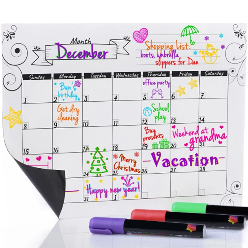 

Drawing Monthly Planner Board Fridge Schedule Magnet Sticker Fridge Magnets Magnetic Calendar Removable Weekly Planner