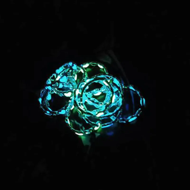 Регулируемый Полый сердце светящееся кольцо синий зеленый сверкающий в темноте романтические милые кольца для женщин Изысканные семейные детские ювелирные изделия