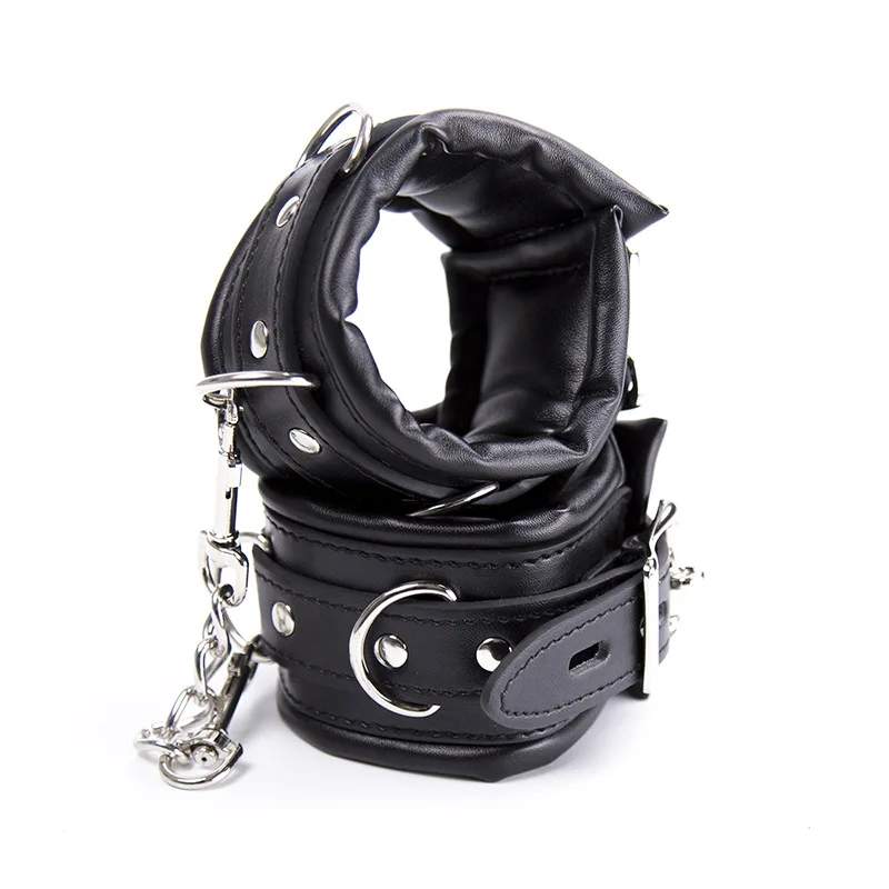  Black Leather Sexo Adjustable Porno Babydoll Handcuff Ankle Cuff Restraints Prevent injuries Bdsm B