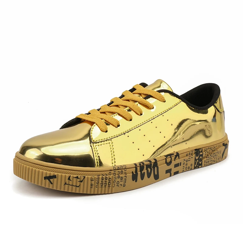 

New Unisex skateboard shoes sneakers men shoes golden silver skateborading shoe zapatos de mujeres Big size 36-47