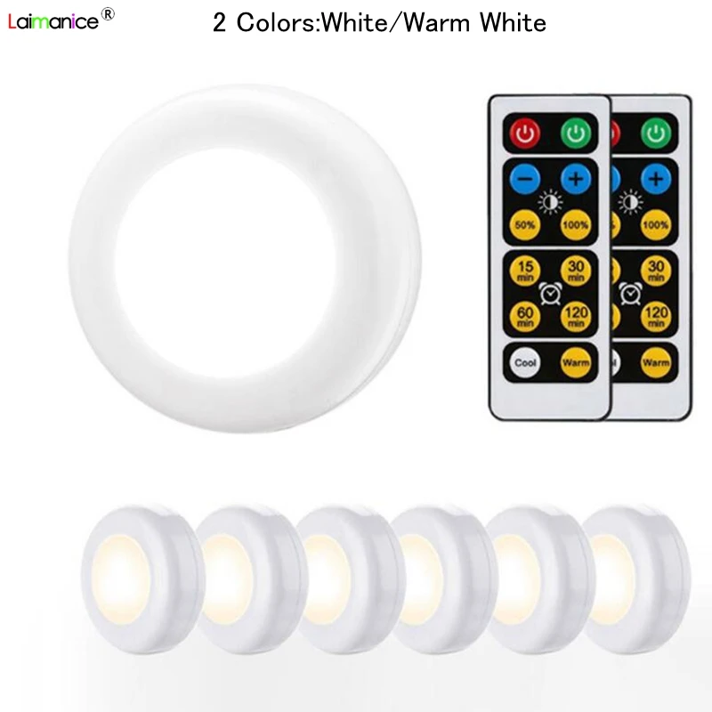 

Dual White Under Cabinet Light Wireless Dimmable Touch Sensor LED Lamps Battery Power Remote Control for Kitchen Stair Closet