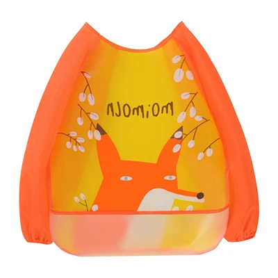 Нагрудник, детский мультяшный плащ, водонепроницаемый нагрудник с длинными рукавами, EVA, одежда для еды и слюнявчик, 4 цвета, детские нагрудники - Цвет: Orange