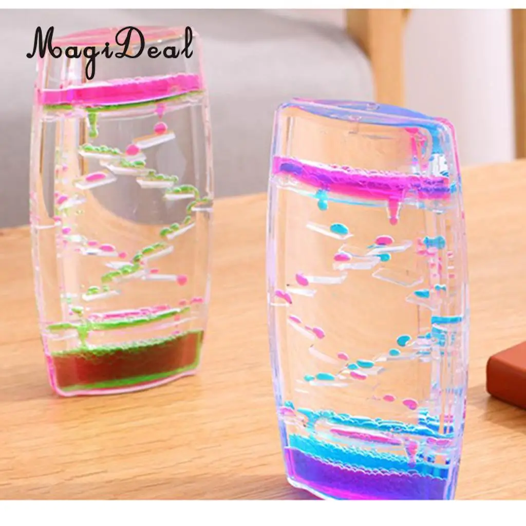 1Pc Square Floating Oil Liquid Bubbler Motion Timer Hour Glass Ladder for Room Desk Table Decor Children Kids Toy Novelty Gift