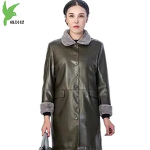 Куртки из искусственной кожи больших размеров женская осенне-зимняя Свободная верхняя одежда повседневные топы средней длины женские пальто из искусственной кожи OKXGNZ 1457