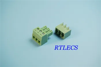 

50Sets 3 Position 3.81 mm 0.150" Terminal Block Header Male Pins Shrouded Right Angle Through Hole + Plug Female Sockets Screw
