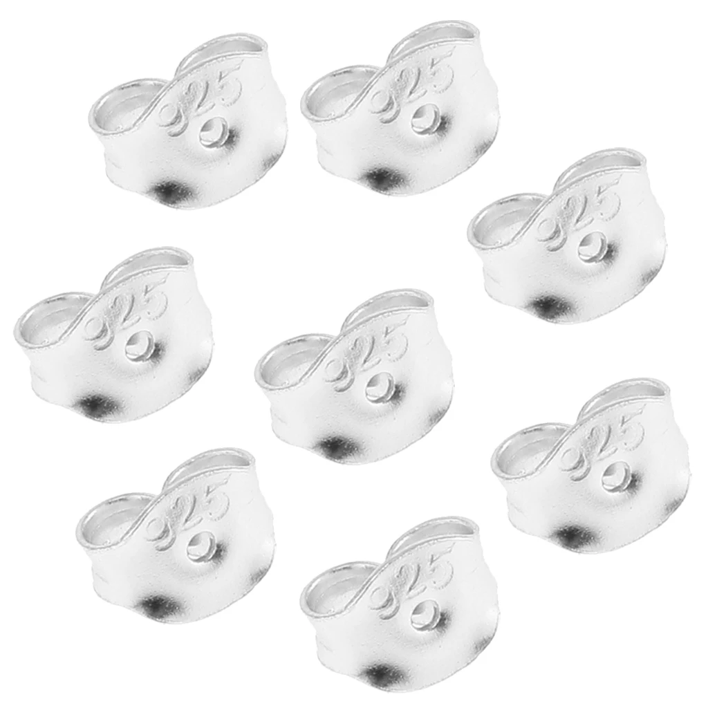 16 Pieces 925 Replacement Earring Backs Stoppers for Ear Studs DIY Craft