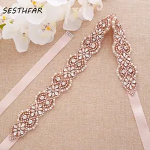 Жемчуг свадебные пояса простой Лента Свадебная со стразами розового золота Стразы пояс невесты для свадьбы Вечерние DressesJ175RG