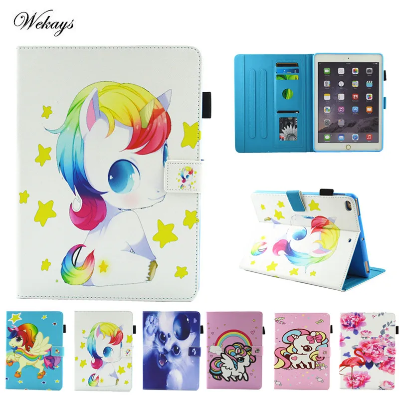 

Wekays Case for New iPad 9.7 inch 2017 2018 Air 1 Air 2 Funda Soft silicone PU Leather Smart Unicorn Cover For Ipad 5 6 Coque