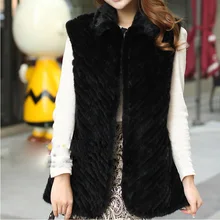 Hot Sale 2016 New Spring Natural brown black genuine real women knitting mink fur vest Jackets Waistcoats sleeveless Outwear