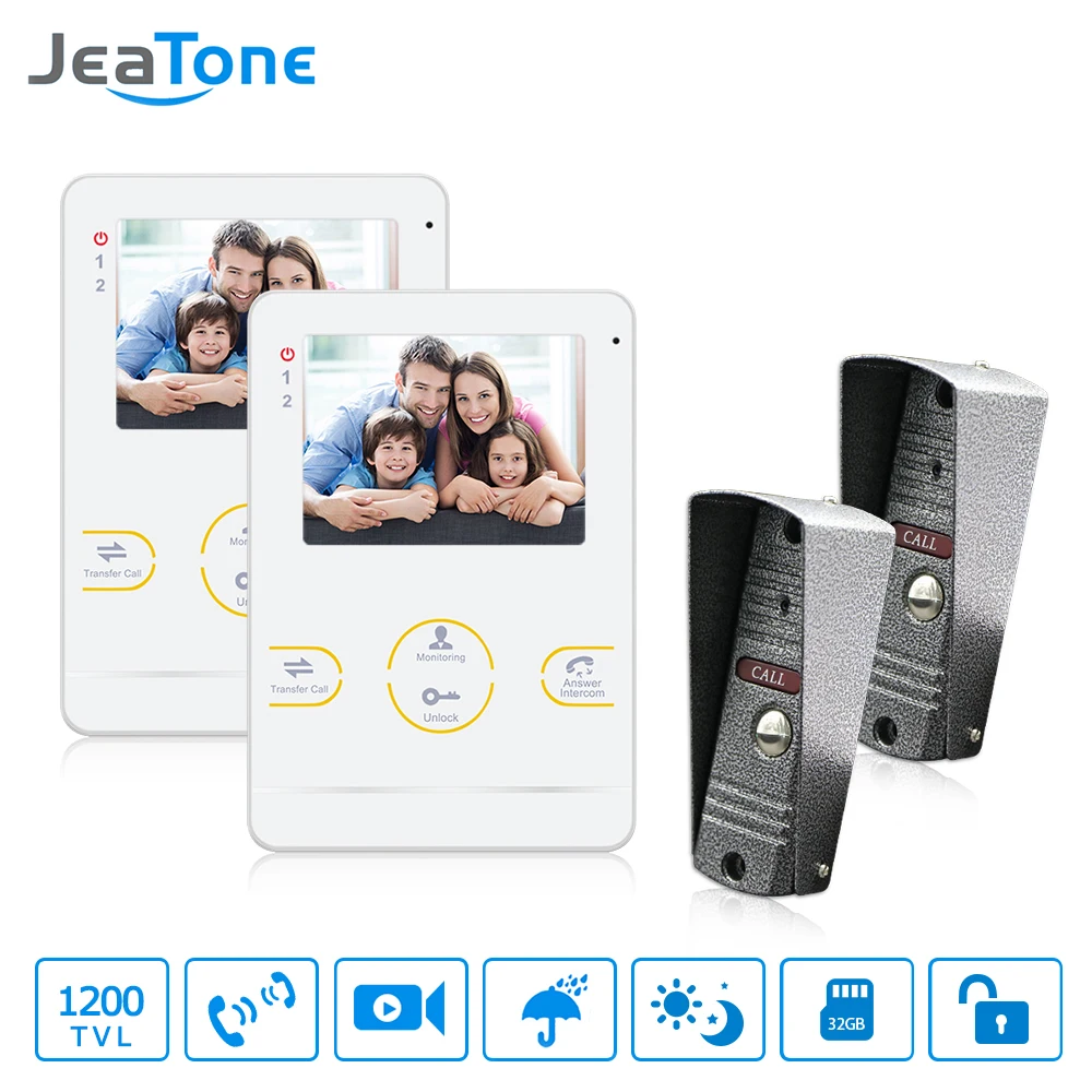 JeaTone 4 Inch TFT Wired Video Door Phone Intercom Security Camera Doorbell Home Security Camera Monitor Doorbell Intercom JeaTone 4 Inch TFT Wired Video Door Phone Intercom Security Camera Doorbell Home Security Camera Monitor Doorbell Intercom