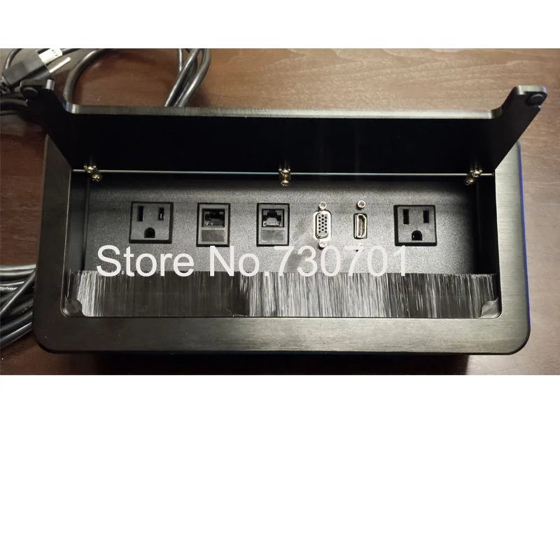 Brush clamshell multifunction desktop socket/VGA /USB / HDMI /Microphone 3.5 AUDIO / Hidden desktop socket brushed for Peru etc