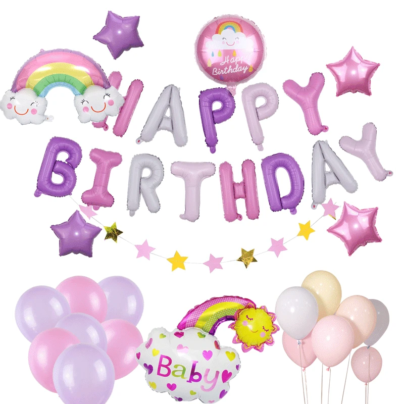 

Happy Birthday Foil Letter Balloon Colorful Rainbow Latex Air Ball For Baby Shower Birthday Unicorn Party Favor Decorat Supplies