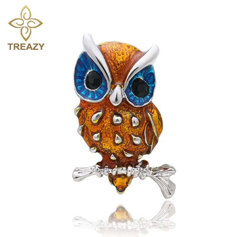 

TREAZY Fashion Jewelry Gift Lovely Owl Brooch Pin Silver Plated Charm Party Brooches Cute Animal Broach Costume Accessories
