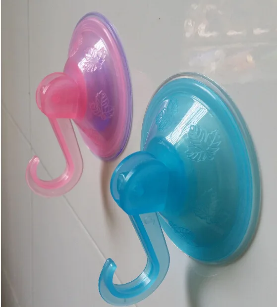 

HOT NEW colorful 1 Piece Strong Transparent Suction Cup Sucker Wall Hooks Hanger For Kitchen Bathroom
