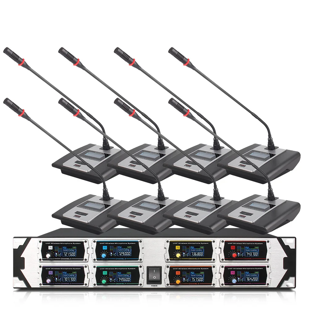 

Professional wireless microphone 8000GTA UHF 8-channel fixed frequency dynamic screen display KTV conference vocal microphone
