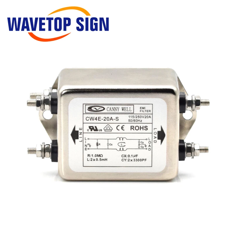 CANNY Ну мощность EMI фильтр CW4E-10A 20A 30A 40A-S однополюсный фильтр Разъем Однофазный AC 220 В очистки анти-помех