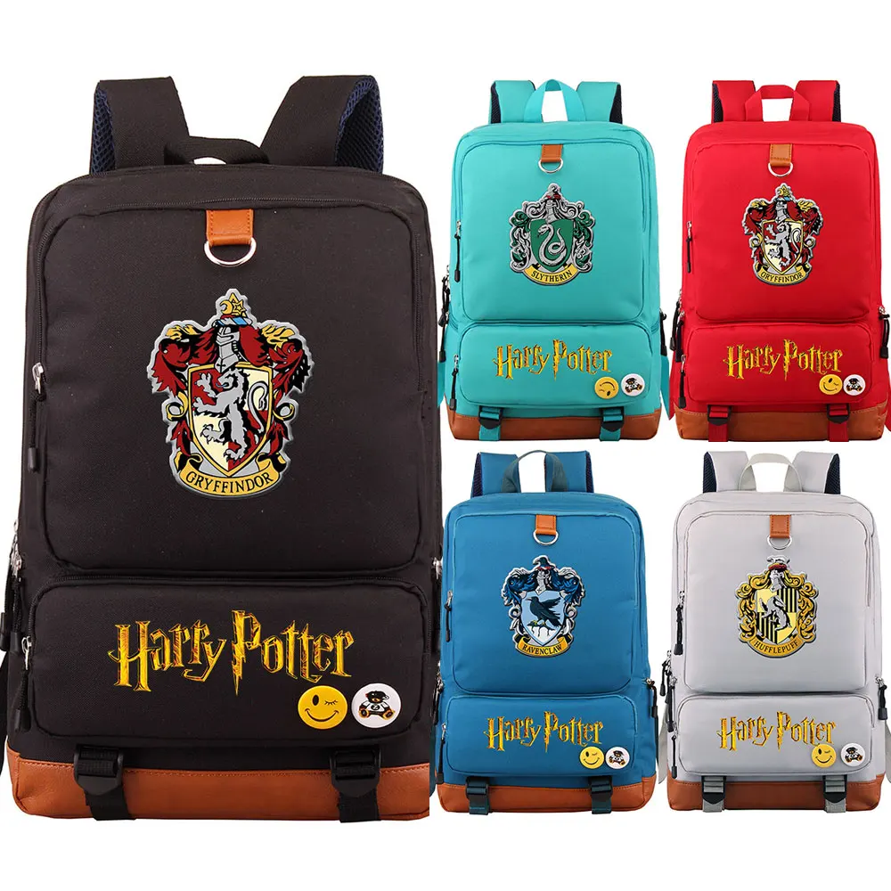 

Magic Hogwarts Slytherin Ravenclaw Badge Boy Girl School bag Women Bagpack Teenagers Patchwork Canvas Men Student Backpack