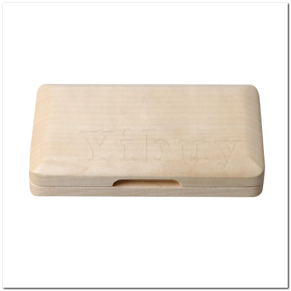 Yibuy 10x6.2x2.05cm Wooden Natural Color Saxophone Reed Box 2 Reeds