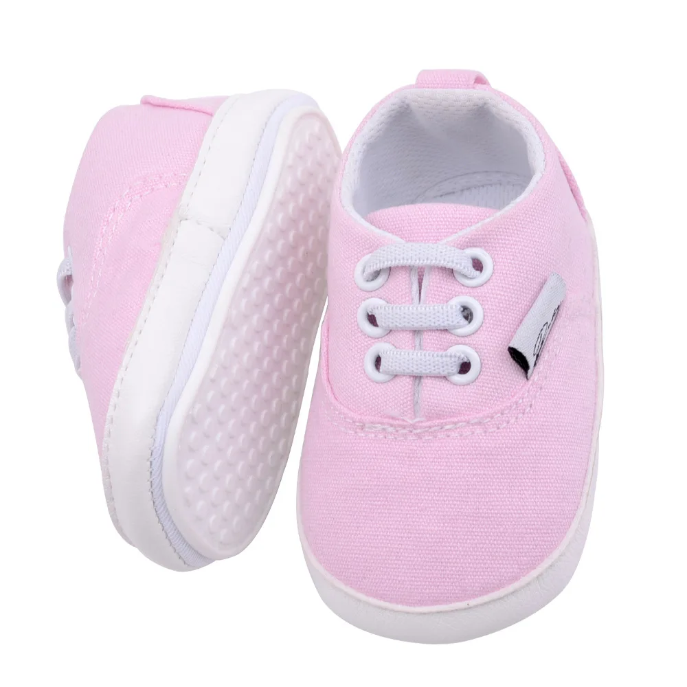 Демисезонный малыш новорожденный ребенок для девочек и мальчиков мягкая подошва противоскользящие кроссовки; повседневная обувь для детей, начинающих ходить - Цвет: Розовый