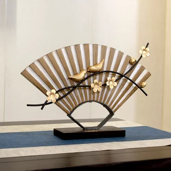 

Chinese style Creative resin fan-shaped statue home decor crafts room decoration objects office study resin animal fan ornaments