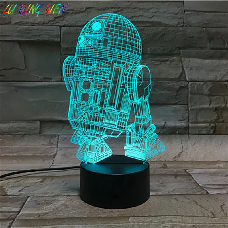 Светодиодный 3d-ночник лампа astromech Droid Robot R2 D2 детская спальня декоративное ночное освещение детский подарок на день рождения Звездные войны 3d лампа