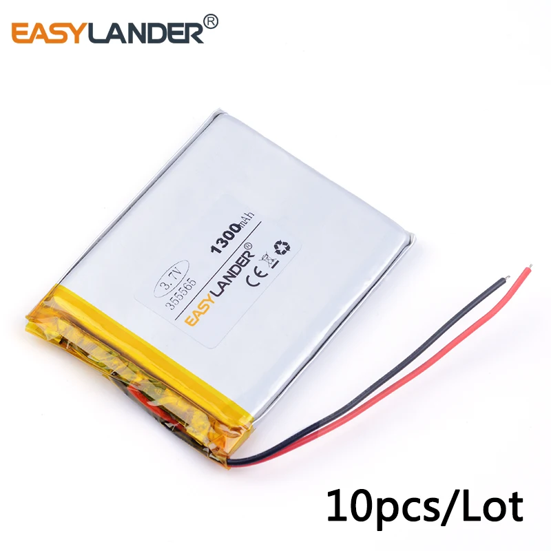 10 шт./лот 3 7 v литий-ионный полимерный аккумулятор 355565 1300mAh для MP4 MP5 GPS электронная