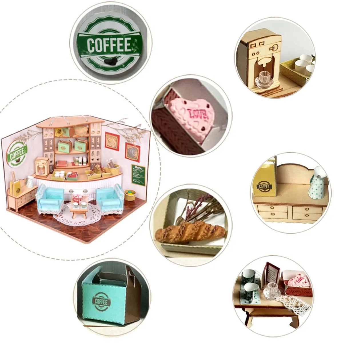 New Sweet Home Colombian Coffee House Room DIY Dollhouse Kit With LED Light Wood Miniature Dollhouse toys Decor Gift New Sweet Home Colombian Coffee House Room DIY Dollhouse Kit With LED Light Wood Miniature Dollhouse toys Decor Gift