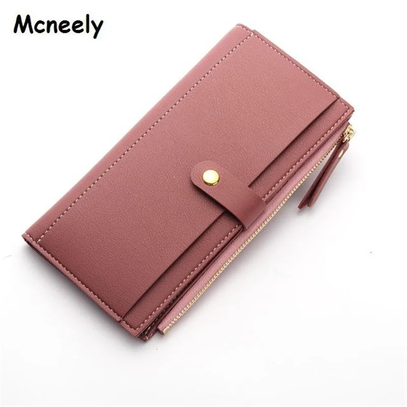 Милые длинные однотонные Роскошные Брендовые женские кошельки, модный ...