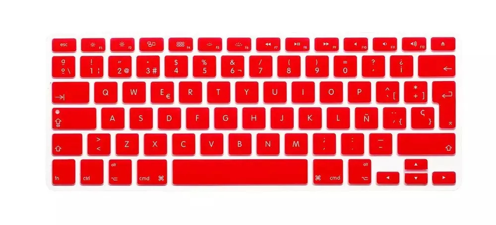 Евро ЕС испанский покрытие для клавиатуры для Macbook Air Pro retina 13 15 силиконовая клавиатура протектор Для iMac ПК компьютера - Цвет: Красный