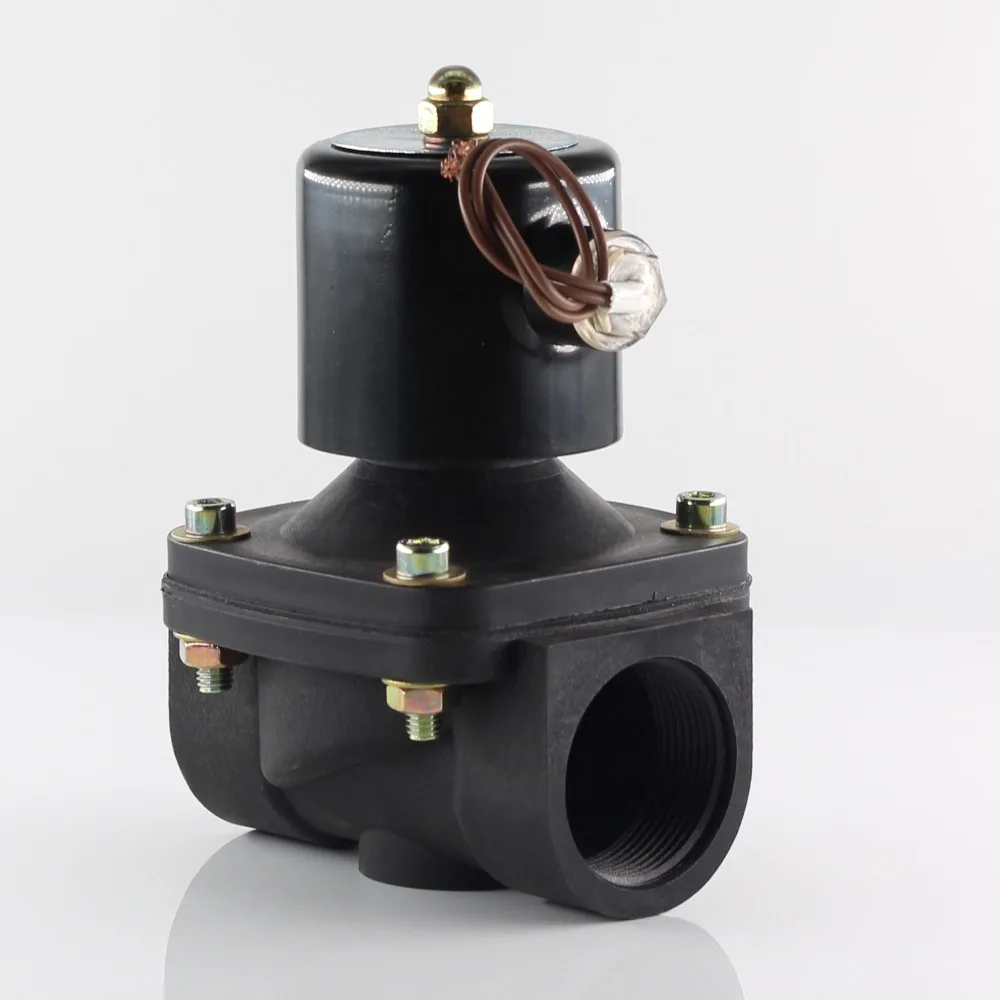 Цена DN25 DN32 AC220 DC12V DC24V нормально закрытый пластиковый электромагнитный клапан, катушка может работать непрерывно в течение 24 часов без сжигания.