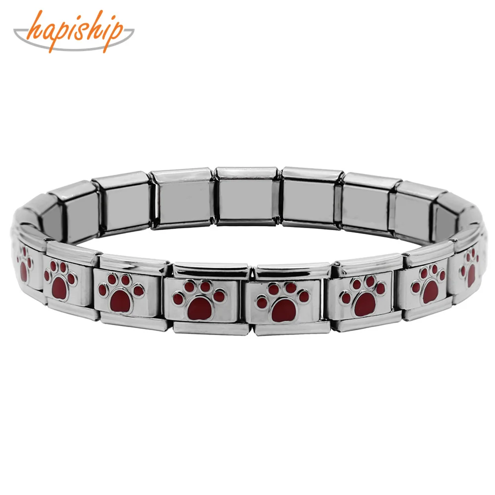 

Hapiship 2019 Fashion Women Jewelry 9mm Width Stainless Steel Red Paw Bracelet Bangle For Women Girls Wedding Gift G126
