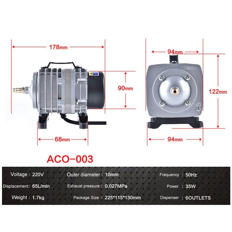 ACO 003 кислородный насос высокой мощности AC электромагнитный воздушный пруд с