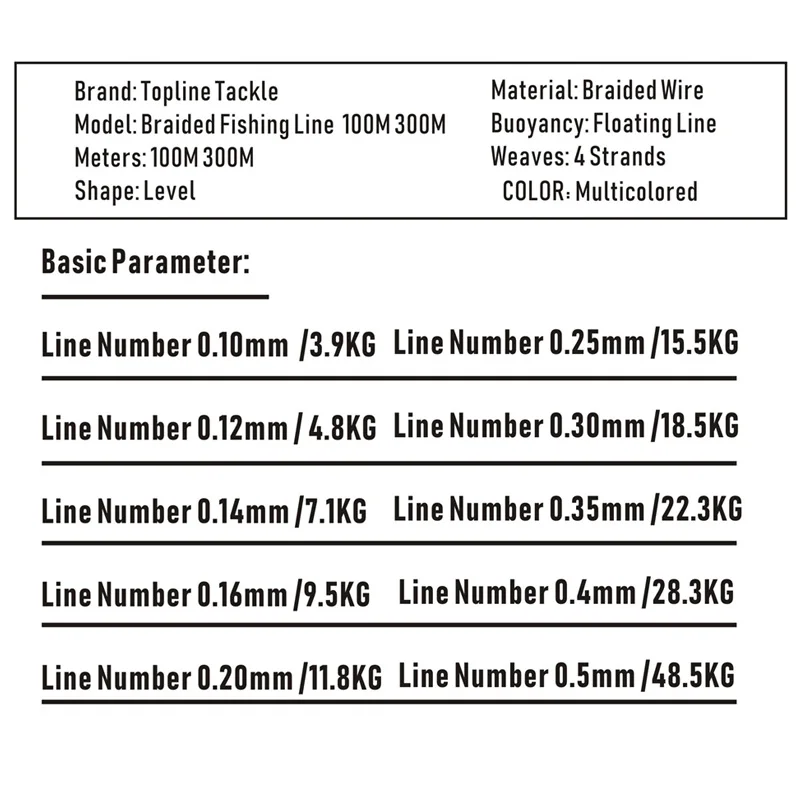 Topline Tackle Line Multifilament 4 Strands 100M Yellow Fishing Line Braided Cord 100M Line 4 Strands Fishing Line