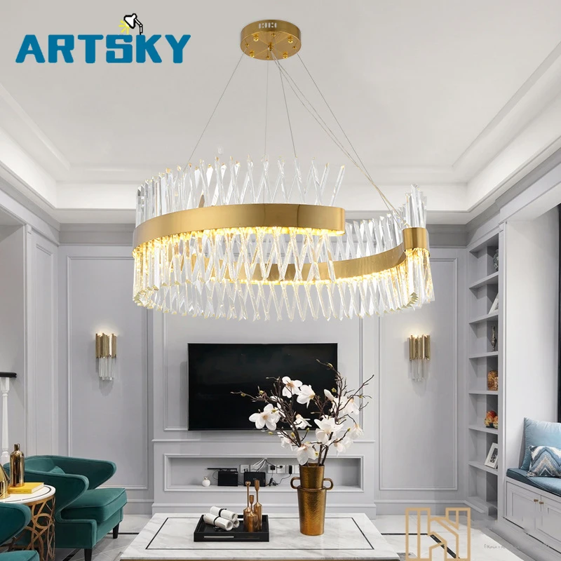 

Modern Garden Fence Design LED Semi-circular Crystal Pendant Lights for Restaurant Kitchen Decoration Lighting Fixtures